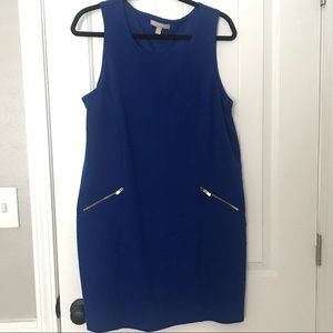 Banana Republic blue dress w/ gold zipper pockets